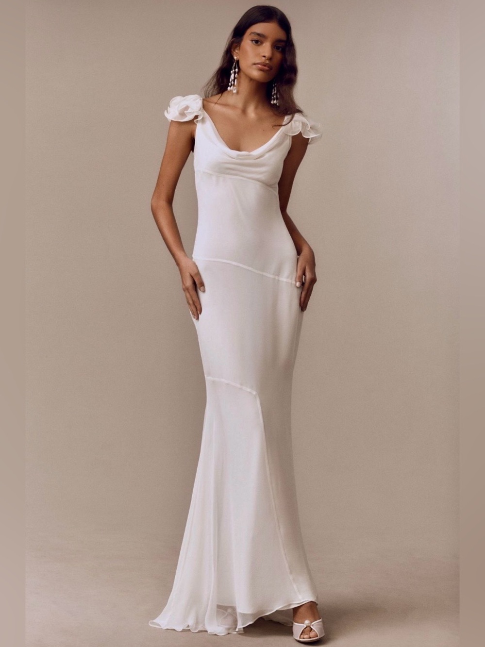De La Vali Ivory Cowl-Neck Silk Mermaid Gown  (BHDLN/Anthropologie) NWT
